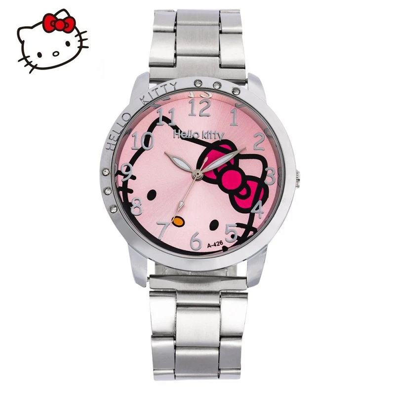  New Brand Hello Kitty Cartoon Watches Women Children Dress Quartz Wristwatch Kids Hellokitty Watches Girls Montre Enfant