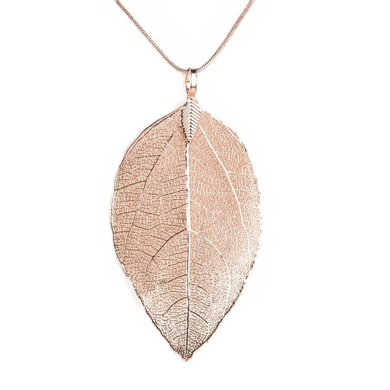 Vintage Leaves Earrings Necklaces Shellhard Long Natural Real Dipped Leaf Leaves Dangle Earring Ethic Women Jewelry 4Colors