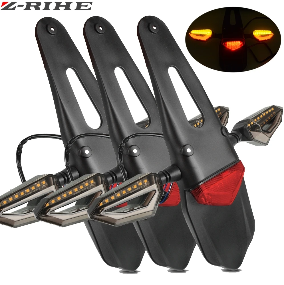 

Motorcycle Enduro Trial Bike Fender 12 LED Brake Stop Rear Tail Light Motorbike Taillights Scooter Moto LED Turn Signal Light