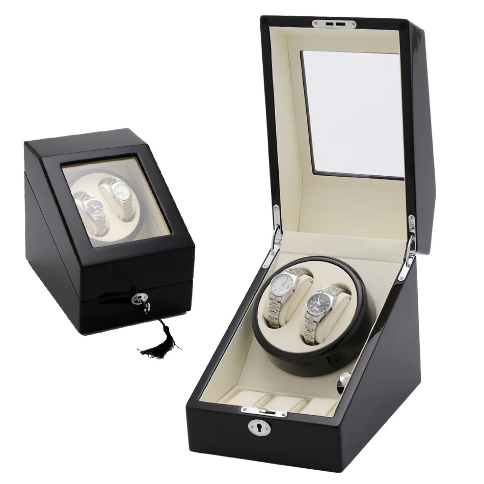 

Automatic Mechanical Watch Winding storage Box Wooden Auto Silent Watch Winder Shape Transparent Cover Wristwatch organizer Box