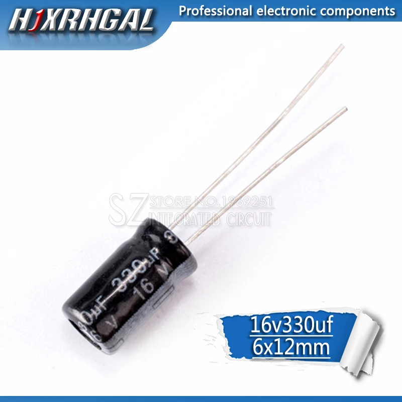 50 шт. Higt качество 16V330UF 6*12 мм 330 мкФ 16 V 6 3*12 электролитический конденсатор hjxrhgal |
