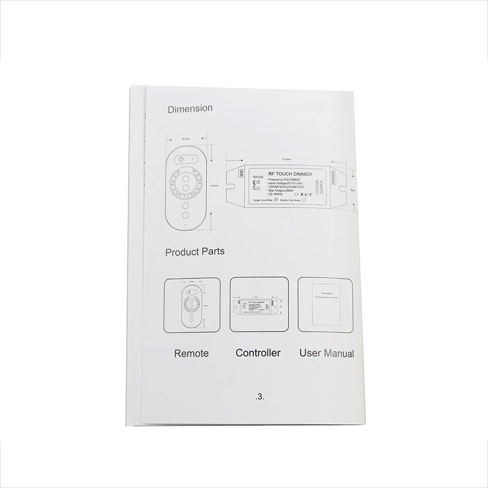 RF Led сенсорный диммер DC12-24V Макс 288 Вт 6A 2 канала RF сенсорный диммер контроллер с пультом дистанционного управления для одноцветный светодиодный светильник