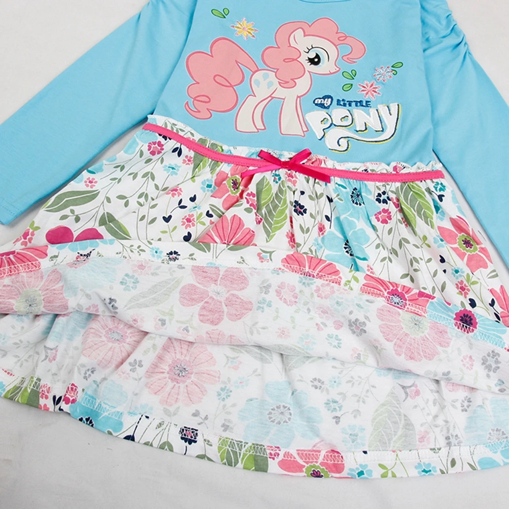 Girls Long Sleeve Dress Little pony Dress Spring Autumn Cotton Embroidered Girl Flowers for Kids Wearing Girls Dresses H6480D