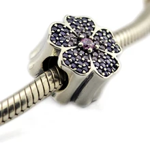 DIY Подходит Пандора шармы браслеты примулы Бисер для паве с кубическим цирконием Серебро 925 пробы-ювелирные изделия