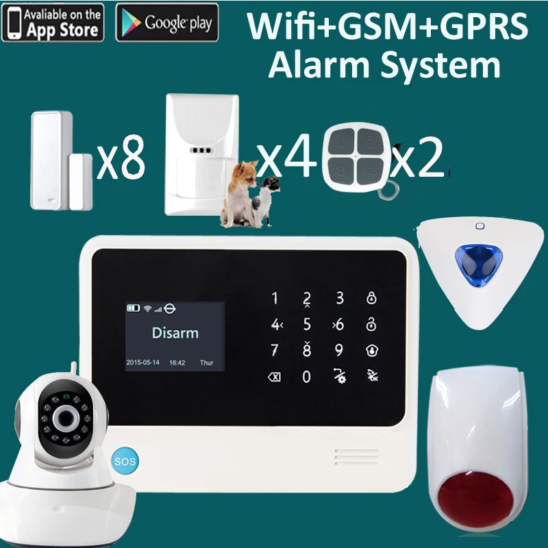 Dual network gsm wifi alarm +IP camera security system home Golden Security G90B Plus set Dual network gsm wifi alarm +IP camera security system home Golden Security G90B Plus set