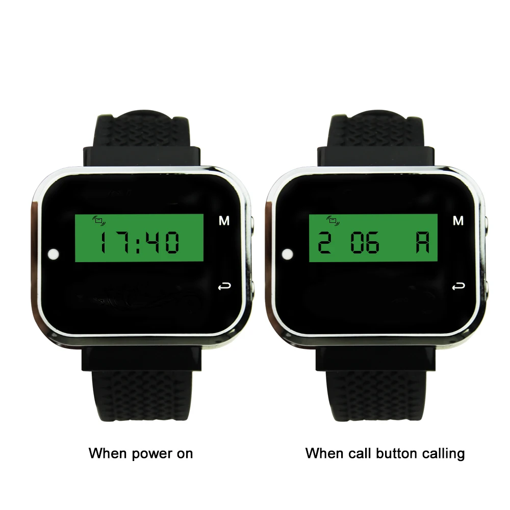 

JINGLE BELLS CTW05 2 pcs of watch pager receivers/wireless calling system for restaurant waiter watch pagers guest pagers 433MHz
