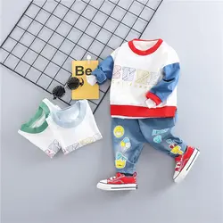 ZWXLHH Новинка весны 2019 года комплекты одежды для маленьких мальчиков одежда малышей костюмы футболка с буквами брюки девоч