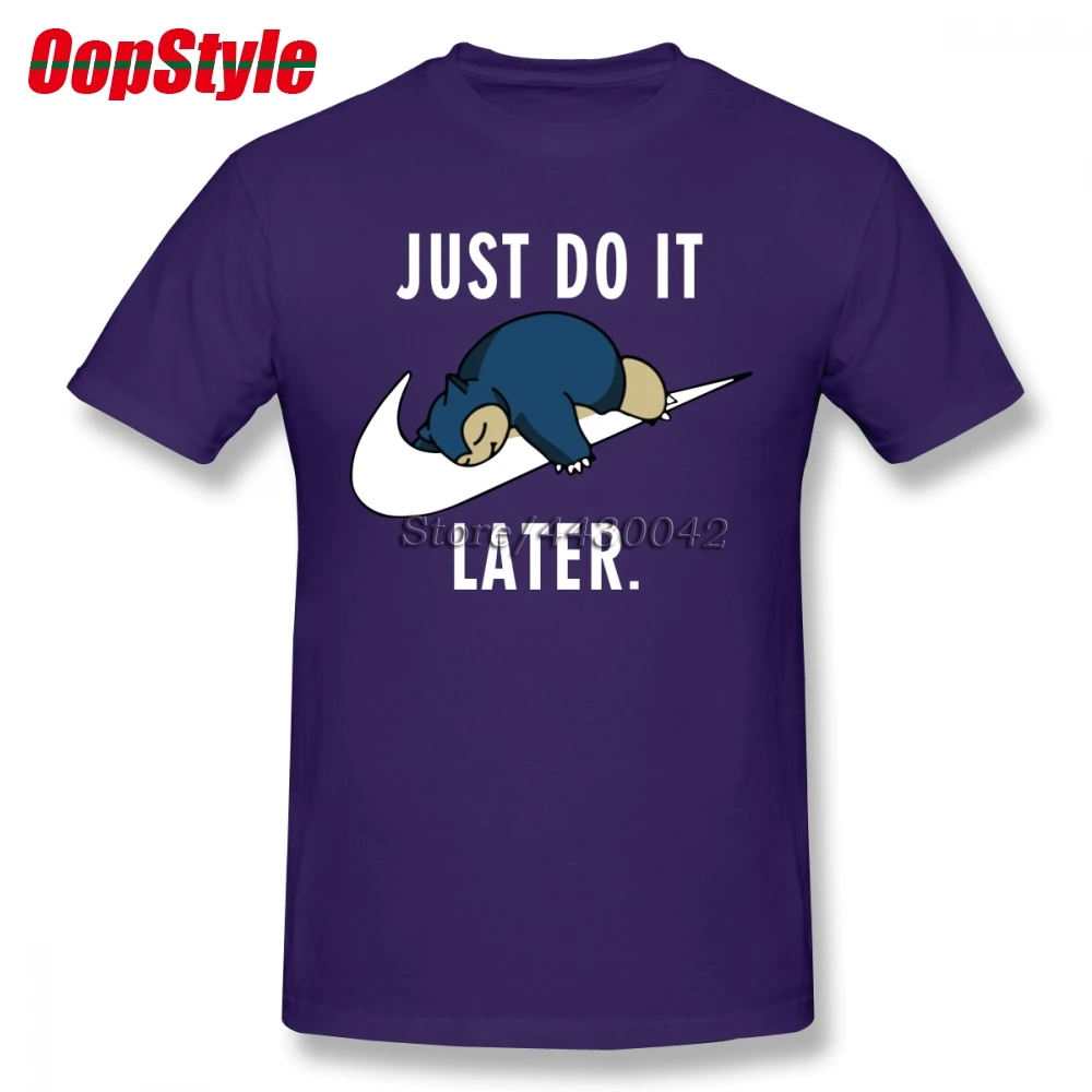 Аниме забавная Snorlax футболка для мужчин дропшиппинг Лето короткий рукав хлопок плюс размер пользовательские командные футболки 4XL 5XL 6XL - Цвет: Фиолетовый