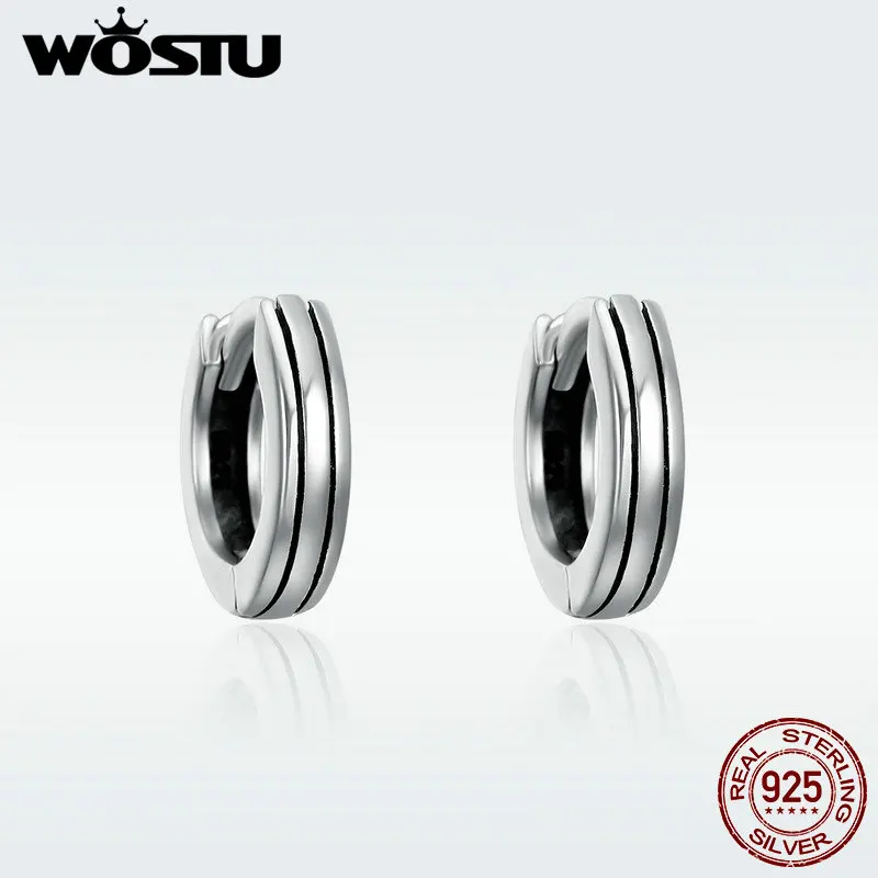 

WOSTU Authentic 925 Sterling Silver Hiphop Round Rock Earrings For Women Luxury Original Jewelry Bijoux DXE141