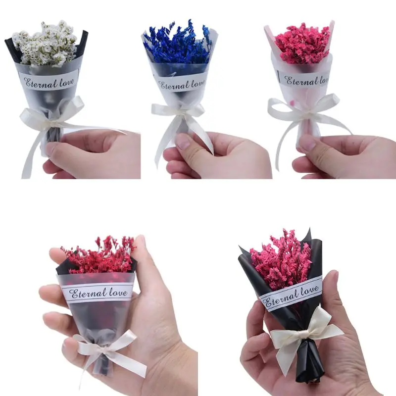 

12cm Mini Gypsophila Dried Flower Bouquet Crystal Grass Solid Color Photo Props Birthday Gifts Party Decoration Wedding Ornament