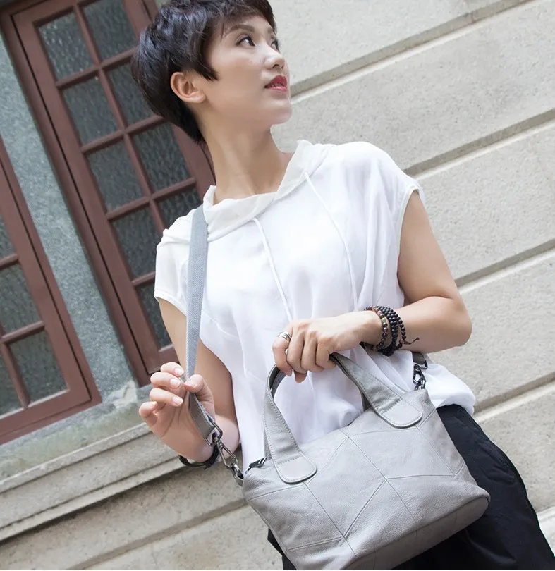 MJ Women Genuine Leather Bag Female Real Cow Leather Handbag Small Tote Bags Ladies Shoulder Handbag Messenger Bag for Women (40)