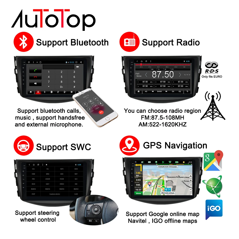 Excellent AUTOTOP 2 din Android 8.1 Car Radio for Rav 4 2007-2011 With 1024*600 8" Touch Screen GPS Navigation Wifi T8 Octa Core (No DVD) 1