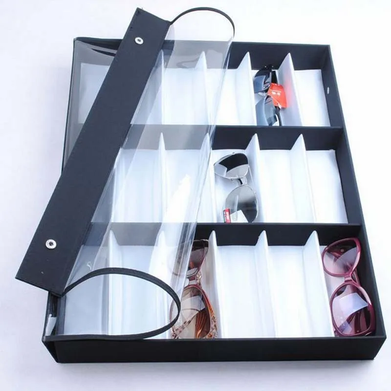 Sunglass Display Case PU 18 Gird Sunglasses Box Sunglasses Storage Shop