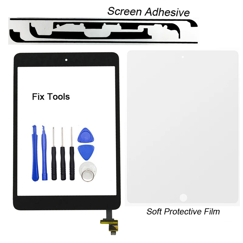 

1Pcs Brand New For Apple iPad mini1 mini2 mini 1 2 A1432 A1455 A1489 A1490 A1454 Digitizer Touch Screen Panel+Button+IC+Tools