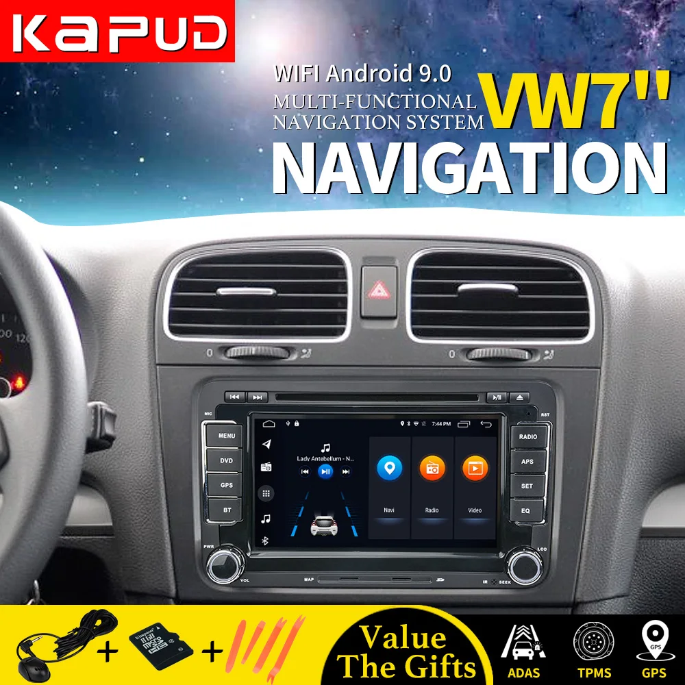 Flash Deal Kapud 2Din Car Radio Audio DVD Multimedia Player For Golf 5/Passat B6/Touran/Polo/Tiguan/Seat/Skoda Quad Core android 9.0 GPS 4