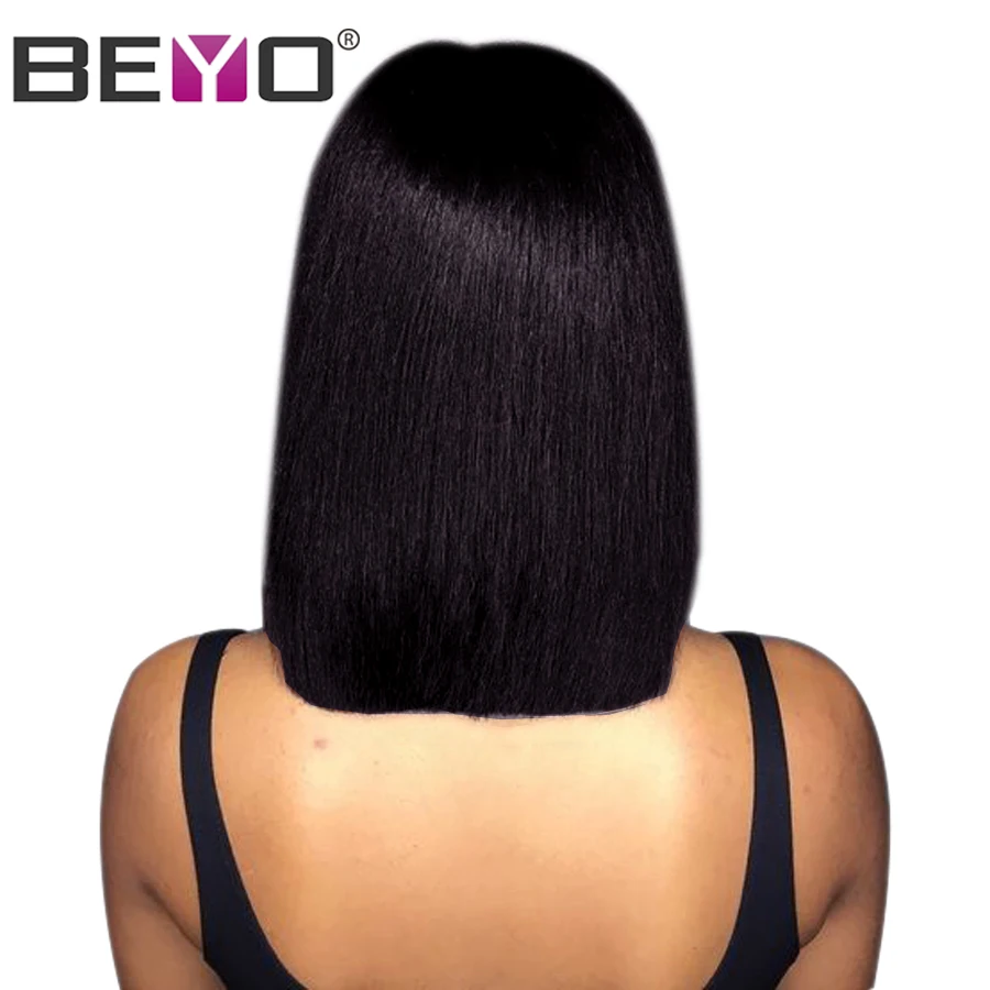  Beyo Straight Short Bob Wig Lace Front Human Hair Wigs For Women 150% Density Lace Wig With Baby Ha