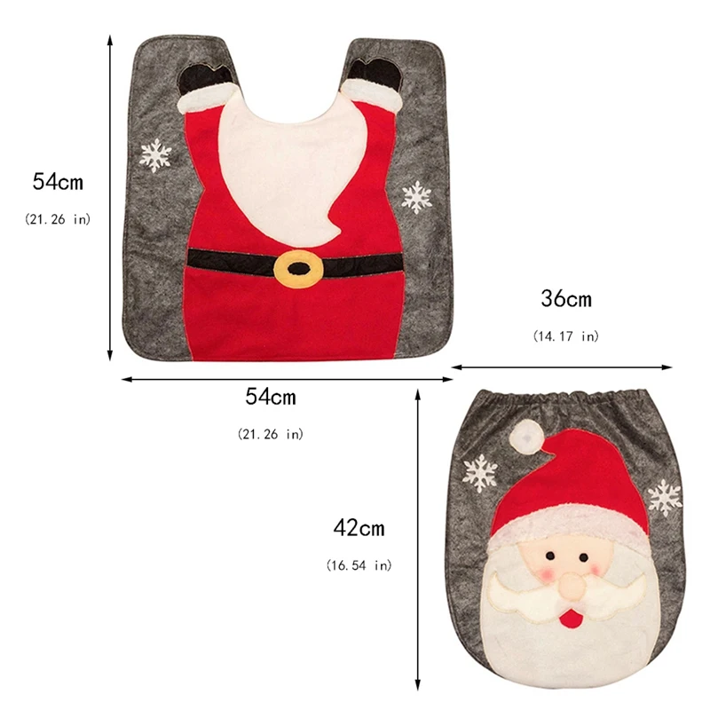 

Wc Seat Foot Pad Christmas Cap Decoration Happy Santa Overcoat Toilet Covers And Rugs Bathroom Accessories Santa Claus 2pcs/ Set