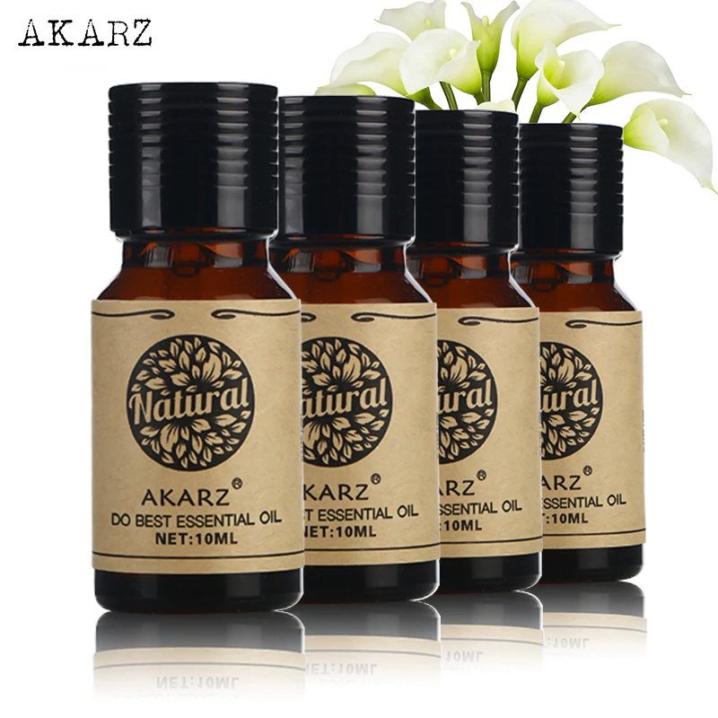 Akarz Tea Tree Vaniglia Frangipani Peony Olio Essenziale Per Aromaterapia Massaggio Spa Bagno Cura Della Pelle 10Ml * 4
