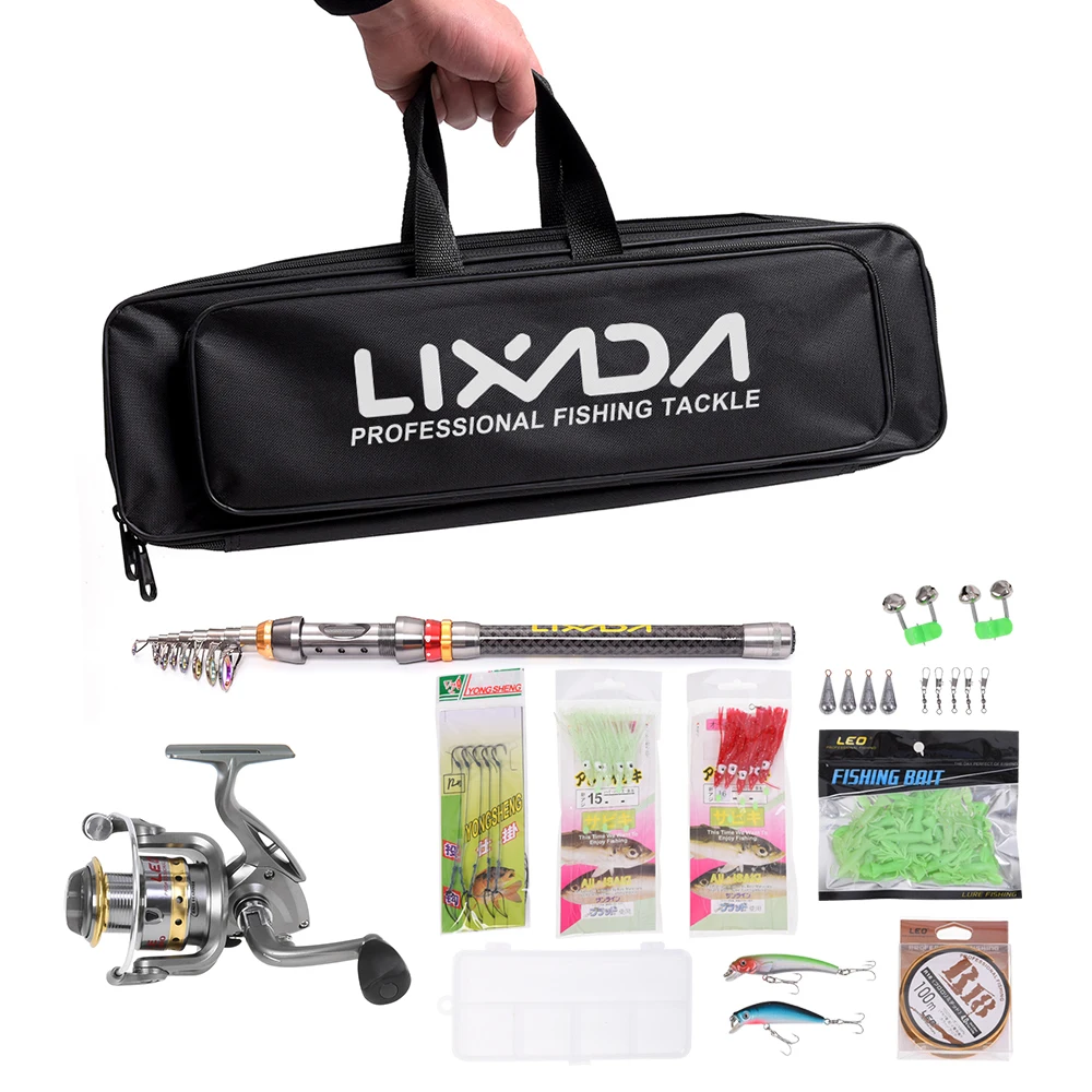 

Lixada Telescopic Fishing Rod and Reel Combo Full Kit Spinning Fishing Reel Gear Organizer Pole Set with 100M Fishing Line Lures