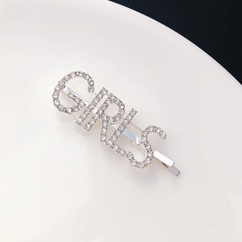 1Pc Shining Letter Hairpins Crystal Shiny Rhinestones Letters Hair Clips Women Styling Tool Hairgrip Jewelry Hair Accessories