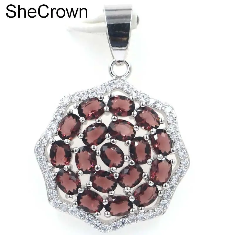 

SheCrown Pretty Purple Amethyst White CZ Ladies Party Sliver Pendant 30x22mm