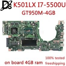 KEFU K501LX материнская плата для ноутбука ASUS K501LN K501LB A501L K501L V505L материнская плата I7-5500U 4G Оперативная память GTX950-4GB материнская плата Тесты работы