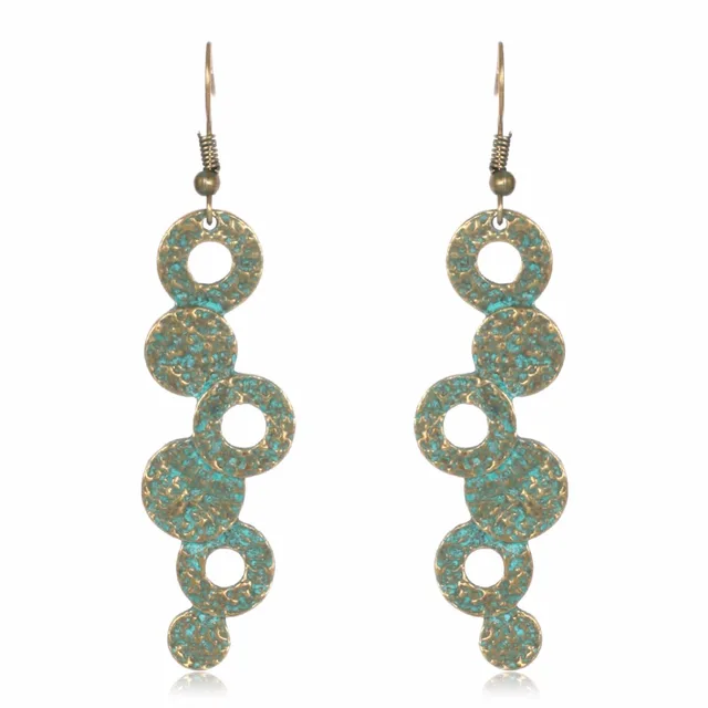 Showtrue 2017 Verdigris Patina Dangle Earrings Simple Design Round Showtrue 2017 Verdigris Patina Dangle Earrings Simple Design Round Long Hanging For Women Whole
