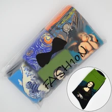 5 Pair set Famous Oil Painting Mona Lisa Art Women Socks Cotton Harajuku Fashion Funny Girls