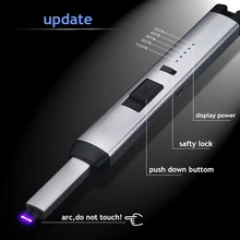 New Arc Plasma Electronic USB Recharge Kitchen bbq power display Electric Lighter with safty lock
