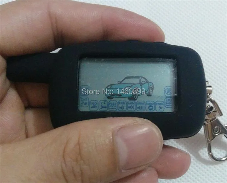 2 way LCD Remote Control Key Fob with LOGO Silicone Key Case Cover for Russian Version