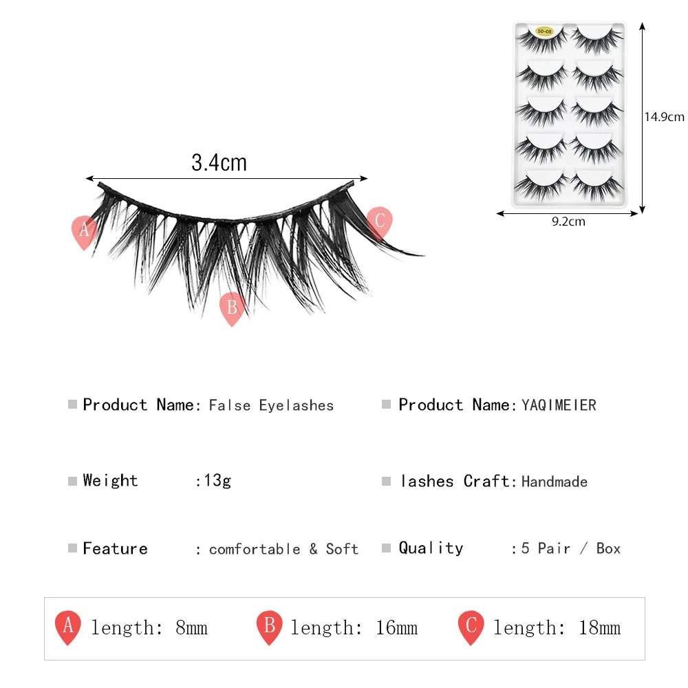 ZMQ5D08 lashes size