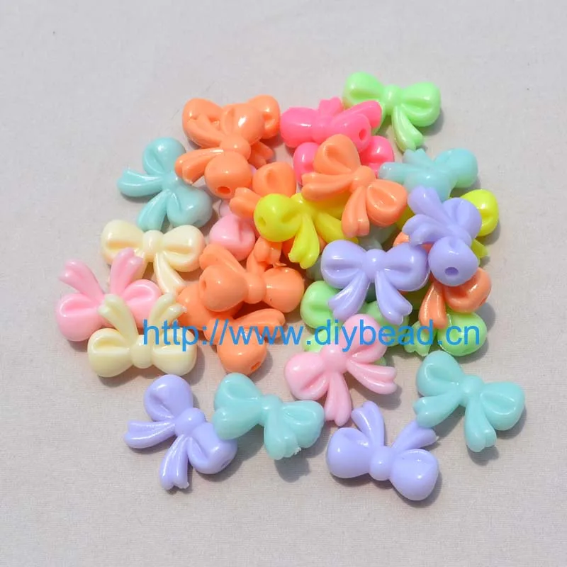 

100 pcs/lot shipping free DIY Necklace Department,Cartoon Bow Light Mix Color Acrylic beads,20*15MM Jewelry Findings