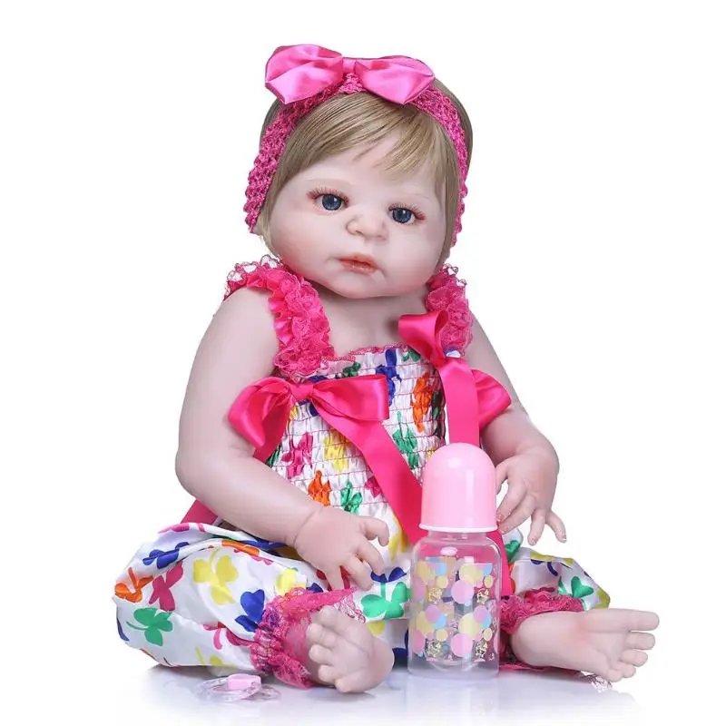 

22inch Lifelike Neborn Baby Doll Soft Silicone Imitation Reborn Baby Dolls Kids DIY Stuffed Toy Sleep Accompany Toys Gift