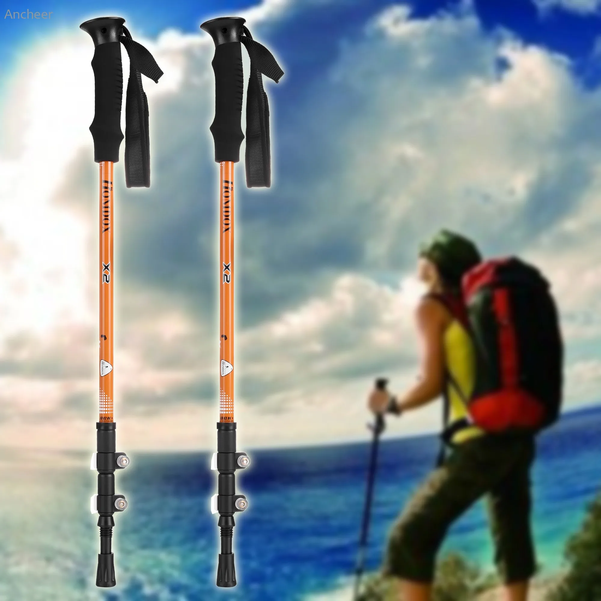 2Pcs Adjustable Climbing Stickers Pole Aluminum Alloy 3 Part Extension