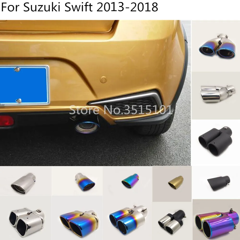 

Car styling Stainless steel Cover Muffler End Tail Pipe Dedicate outlet Exhaust For Suzuki Swift 2013 2014 2015 2016 2017 2018