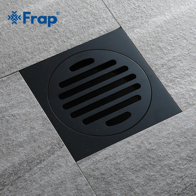 Frap Brass Matte Black Square Style Floor Drainer Waste Shower Drain