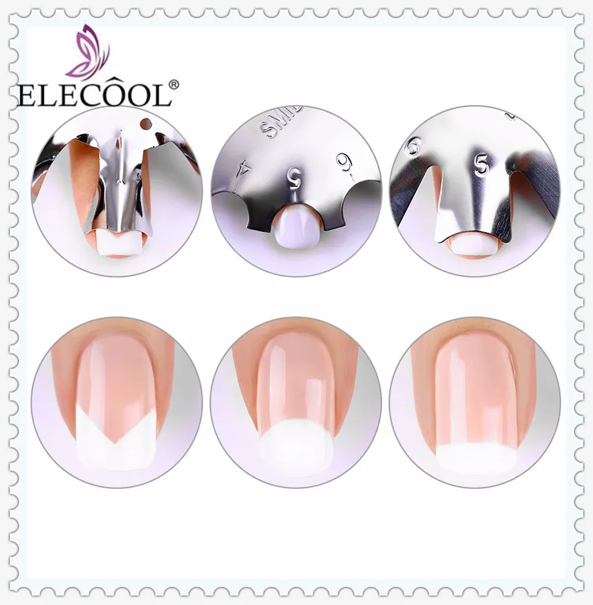 

ELECOOL 3pcs Easy French Tip Line Edge Cutter Stencil Trimmer Tool Smile Shape Clipper Multi-size Styling Forms Nail Art Tools