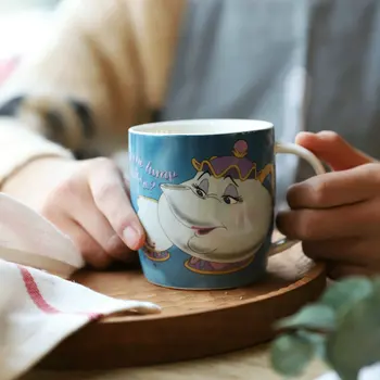 

Beauty and the Beast Ceramic Mug Teapot Lady Breakfast Milk Porcelain Cup Mrs Potts Chip Tea Cup Painted Ceramic Coffee mug