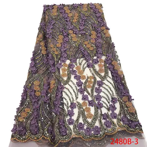 Нигерийские 3d цветы кружева ткани последние высококачественные Африканские кружева ткань для свадебного платья французский Тюль Кружева AMY2480B-1 - Цвет: picture 3