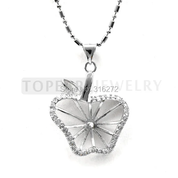 

9PM25 Topearl Jewelry 5pcs/LOT Sterling 925 Silver Apple Pearl Pendant Mount Findings Cubic Zirconia for DIY Jewelry