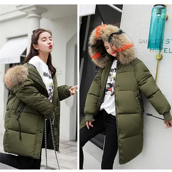 

XS-3XL Winter Women Casual Cotton Down Jacket Hoodie Parkas Big Fur Collar Clothes Thick Keep Warm Female Winter Coat 016-821KY7