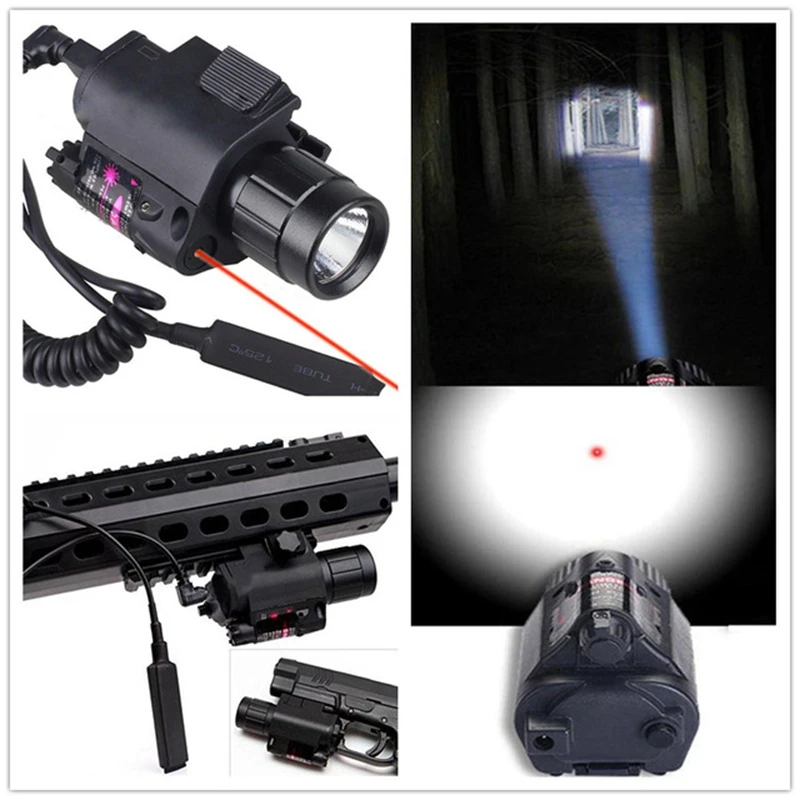 2in1 Tactical LED Flashlight LIGHT Red Laser Sight + Weapon Light for Shotgun for Glock 17 19 22