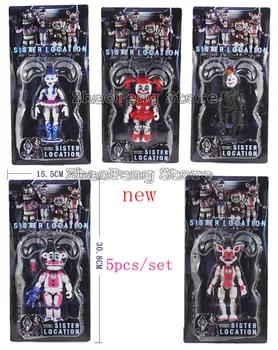 

5 Pcs/Lot Five Nights At Freddy's Figure Funtime Freddy Foxy Sister Location Horror Game Lightening Movable Joint Toys B98