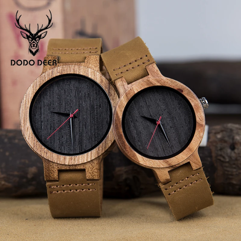 

DODO DEER Wooden Male Watch Unisex Promotion Leather Couple Private Custom Logo Quartz Gift for Your Love Family Wa26