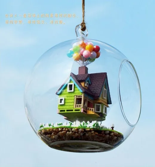 B006 самодельный стеклянный шар Кукольный дом Летающий Приключения деревянная модель дома Деревянный Кукольный миниатюрные игрушки комплект