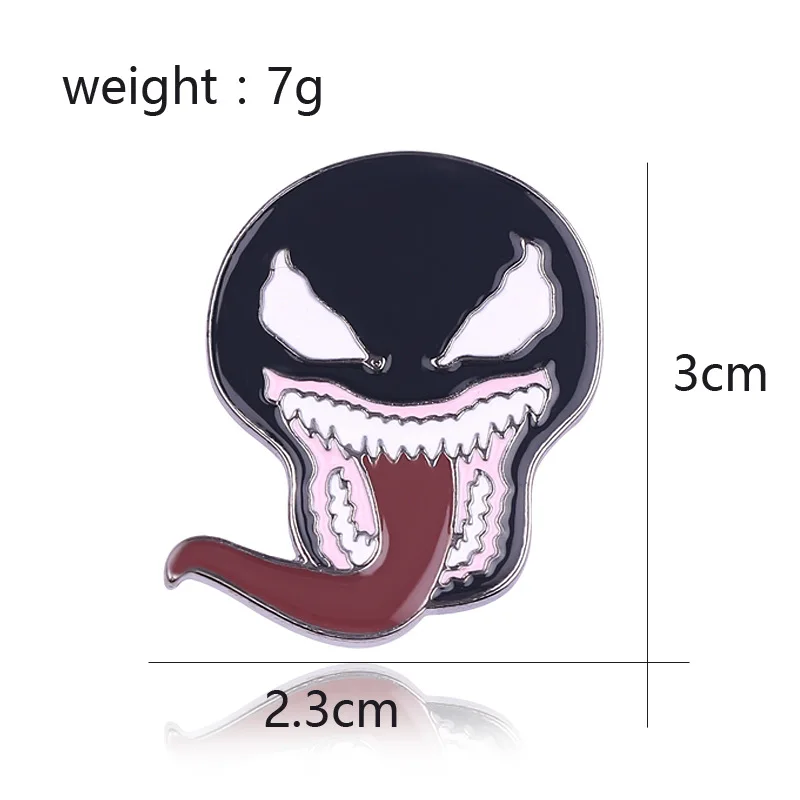 Винтажная эмалированная булавка Venom Spiderman черная симбионовая маска с язычком