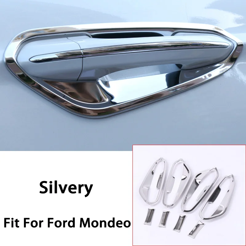 Авто Стайлинг наклейки из нержавеющей стали для Ford Mondeo MK5 наружная дверная ручка чаша рамка крышки аксессуары - Название цвета: 8pcs Frame Silver