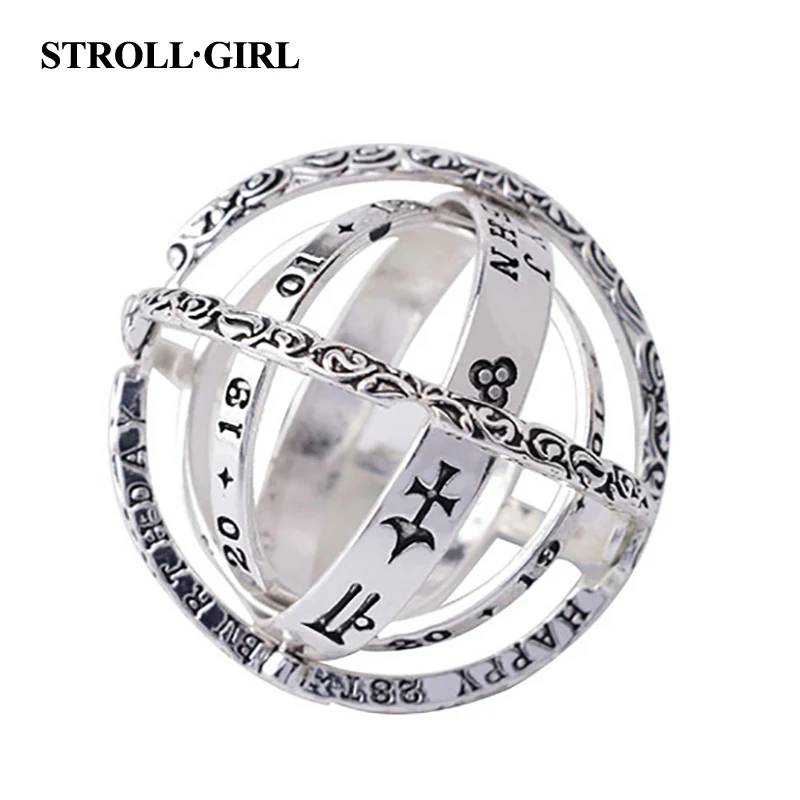 

New Silver & Gold Astronomical Sphere Ball Ring Complex Rotating Cosmic Constellations Finger Ring for Lover Couple Jewely