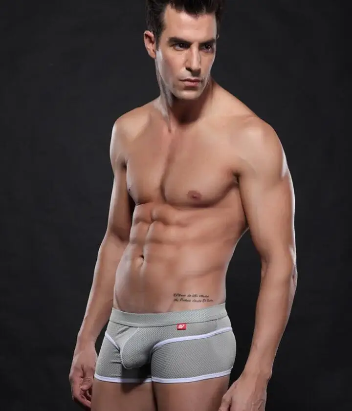 KWAN. Z cueca, боксеры, мужское нижнее белье, сетчатые, дышащие, u-образные, боксеры, мужское нижнее белье, боксеры, homme bokserki boxershorts, мужские боксеры для геев - Цвет: Серый