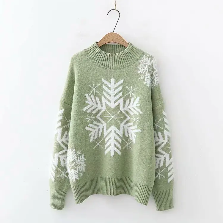 Рождественский свитер женский осень зима корейский Свободный ленивый Высокий воротник джемпер уплотненные пуловеры для женщин
